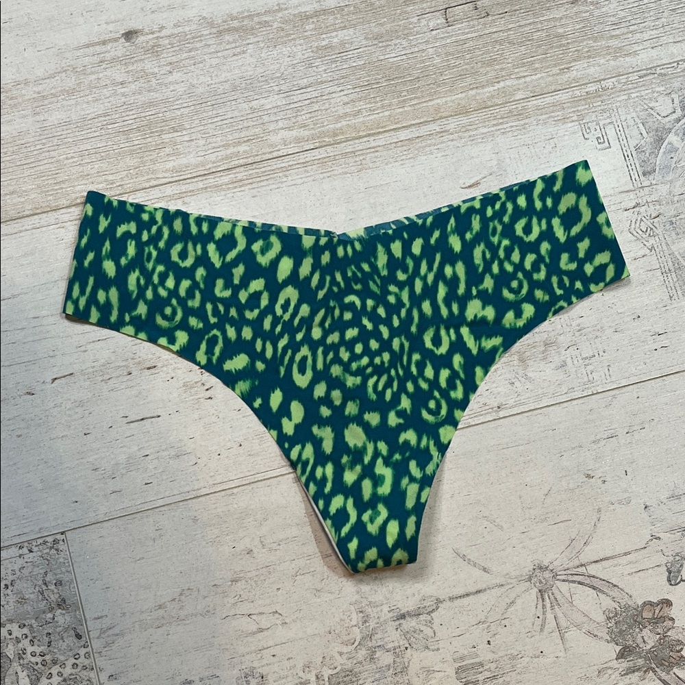 Victoria's Secret Teal and Green Animal Print Thong Panties Large